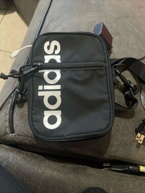 adidas Black Compact Crossbody Pouch with White Logo